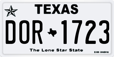 TX license plate DOR1723
