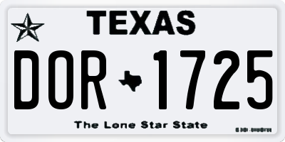 TX license plate DOR1725