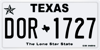TX license plate DOR1727
