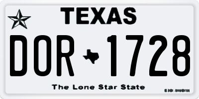TX license plate DOR1728