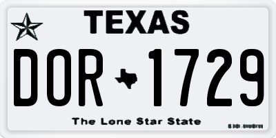 TX license plate DOR1729