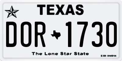 TX license plate DOR1730
