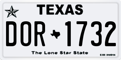 TX license plate DOR1732