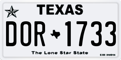 TX license plate DOR1733