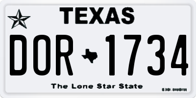 TX license plate DOR1734