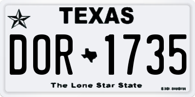 TX license plate DOR1735