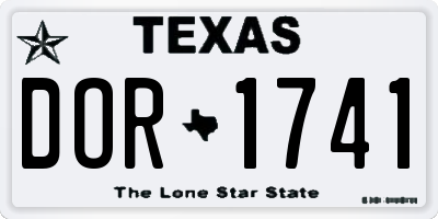 TX license plate DOR1741