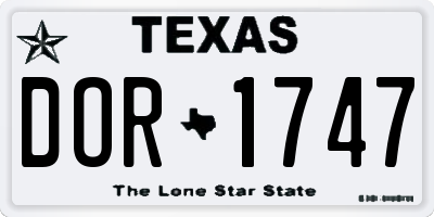 TX license plate DOR1747