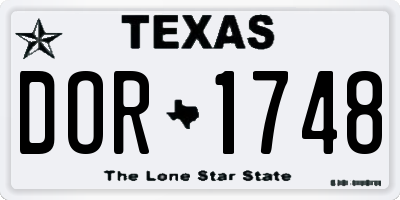 TX license plate DOR1748