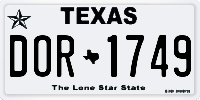 TX license plate DOR1749