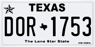 TX license plate DOR1753
