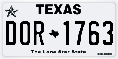 TX license plate DOR1763