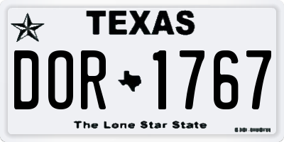 TX license plate DOR1767