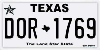 TX license plate DOR1769