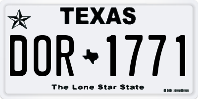 TX license plate DOR1771