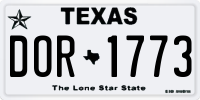 TX license plate DOR1773