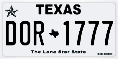 TX license plate DOR1777
