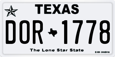 TX license plate DOR1778