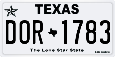 TX license plate DOR1783