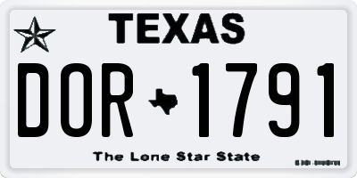 TX license plate DOR1791