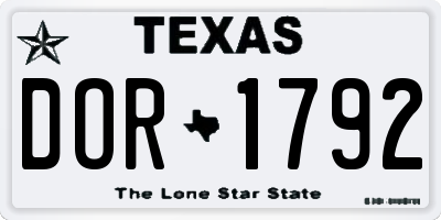 TX license plate DOR1792