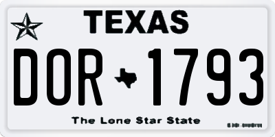 TX license plate DOR1793