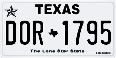 TX license plate DOR1795