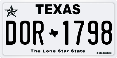 TX license plate DOR1798