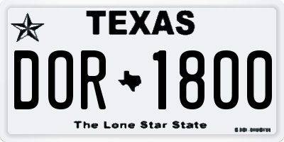 TX license plate DOR1800