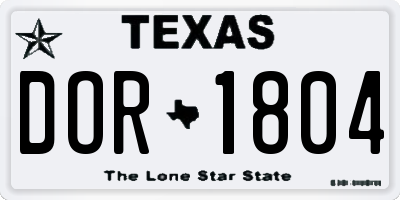 TX license plate DOR1804
