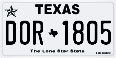 TX license plate DOR1805
