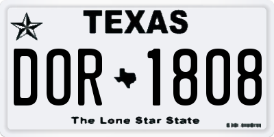 TX license plate DOR1808