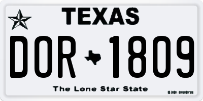 TX license plate DOR1809