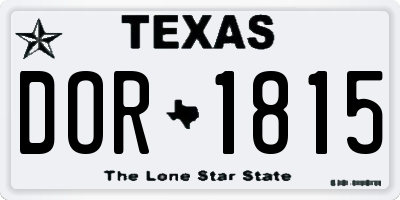 TX license plate DOR1815