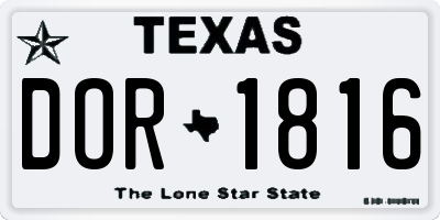 TX license plate DOR1816