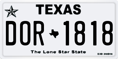 TX license plate DOR1818