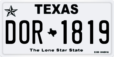 TX license plate DOR1819