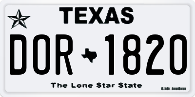 TX license plate DOR1820
