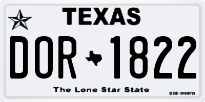 TX license plate DOR1822