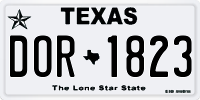TX license plate DOR1823