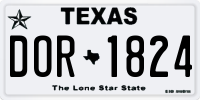 TX license plate DOR1824