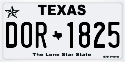 TX license plate DOR1825