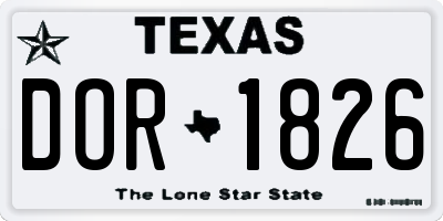 TX license plate DOR1826