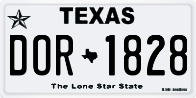 TX license plate DOR1828