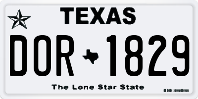TX license plate DOR1829