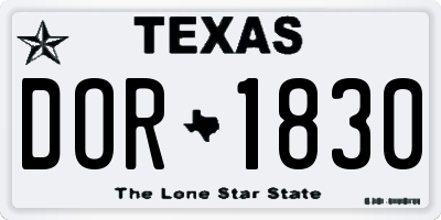 TX license plate DOR1830