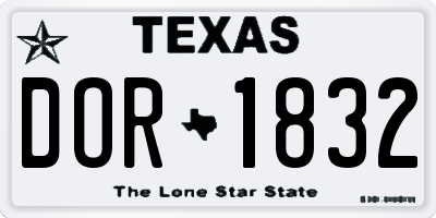 TX license plate DOR1832