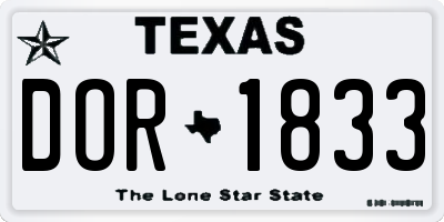 TX license plate DOR1833