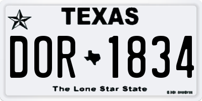 TX license plate DOR1834