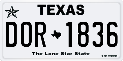 TX license plate DOR1836